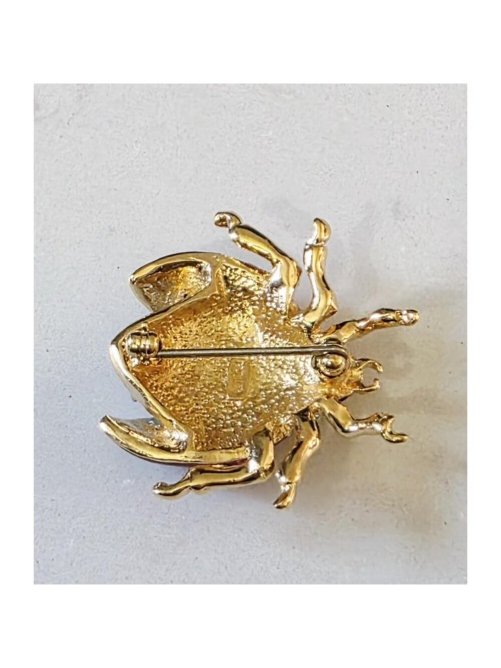 Vintage Signed BUTLER Red Enamel & Pavé Rhinestone Ladybug Brooch - Picture 6 of 7